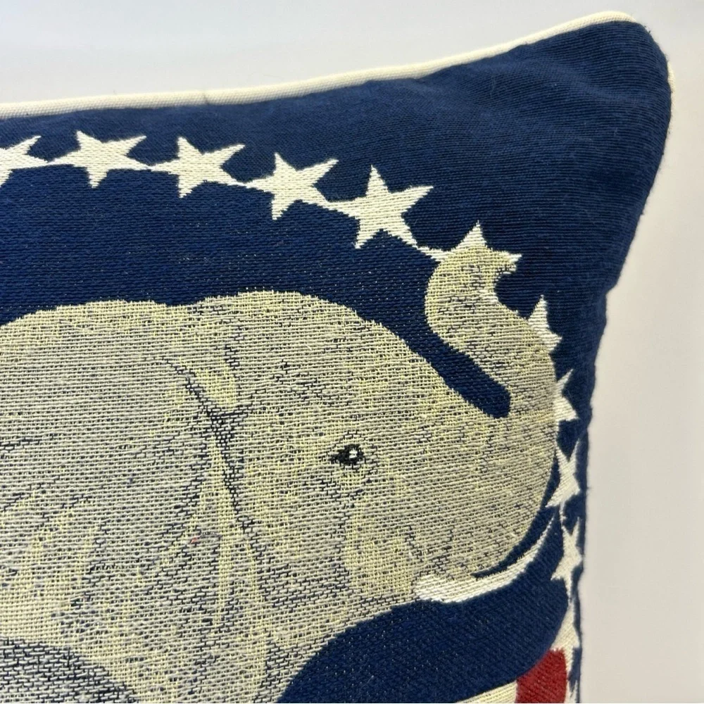 Republican Elephant 14  x14  x 4  Pillow by Riverdale Red White And Blue Stars